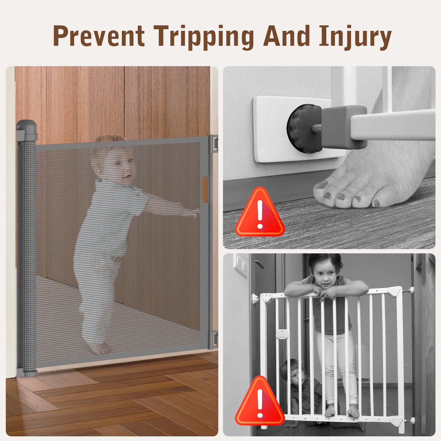 Kidsbuddy Retractable Baby & Dog Pet Gate Mesh Safety Gate for Doorways & Stairs- 35" Tall, Extends to 71" Wide Indoor & Outdoor Child Gates for the House, Gray