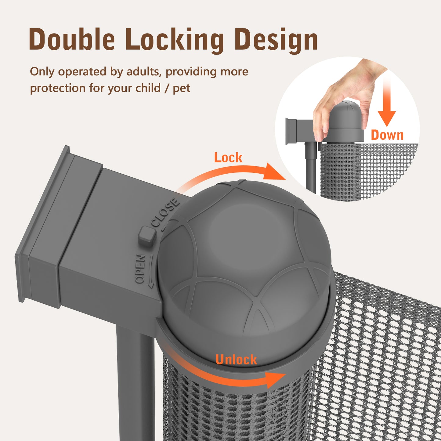 Kidsbuddy Retractable Baby & Dog Pet Gate Mesh Safety Gate for Doorways & Stairs- 35" Tall, Extends to 71" Wide Indoor & Outdoor Child Gates for the House, Gray