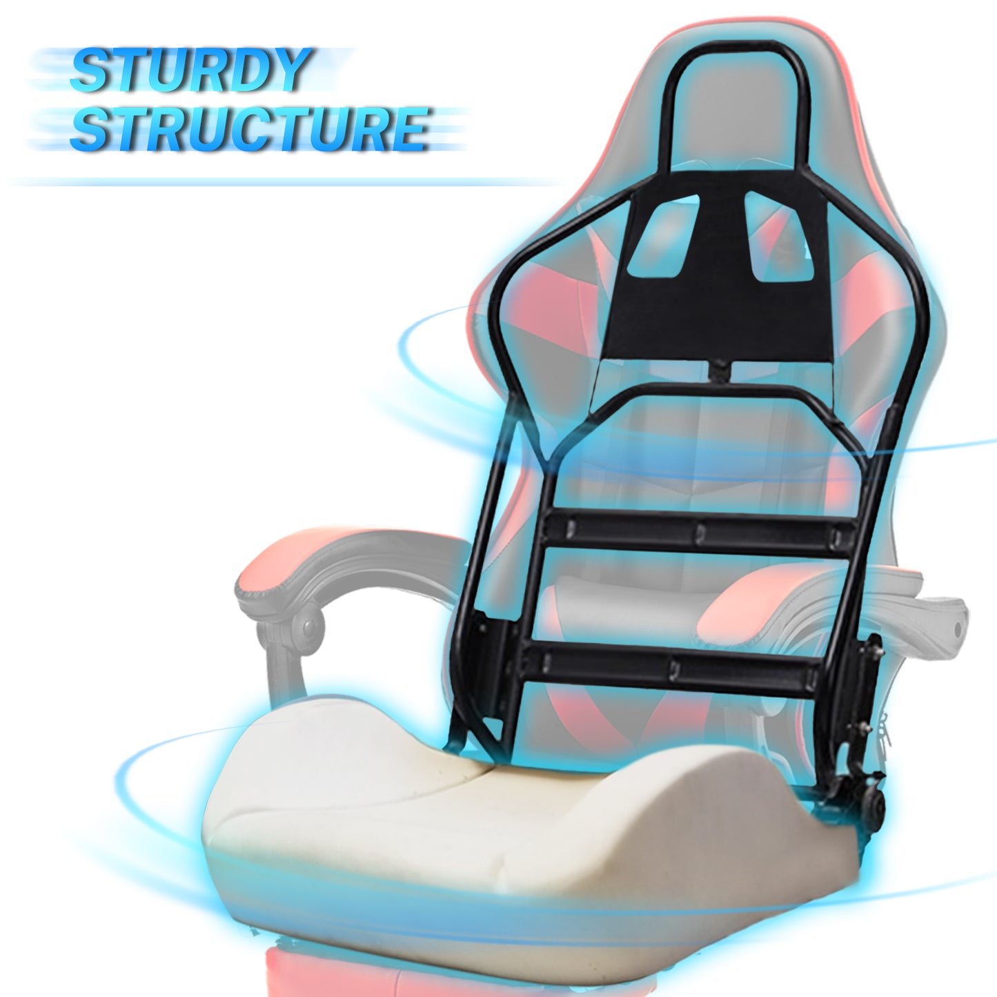 Luxvie Gaming Chair with Footrest High Back Office Chair with Headrest&Massage Lumbar Support Swivel Ergonomic Gaming Chair for Adults,Red